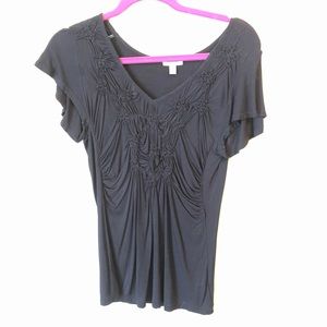 Anthropologie Bordeaux Rouged flattering top